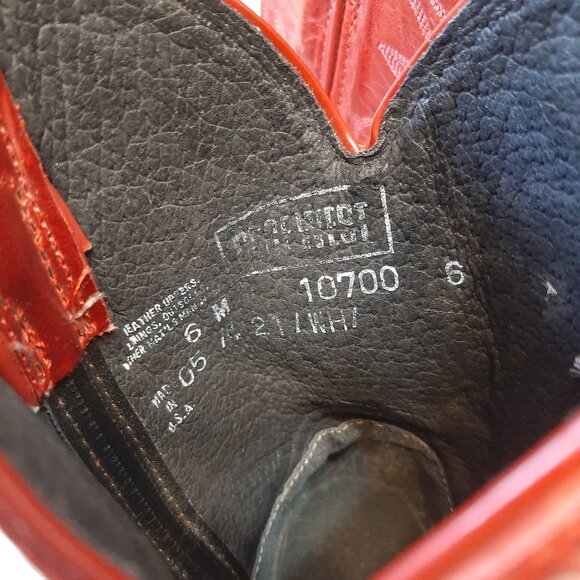 Vintage Code West Women’s Burgundy Red and Yellow Leather Cowboy Boots Size 6M - Picture 8 of 10